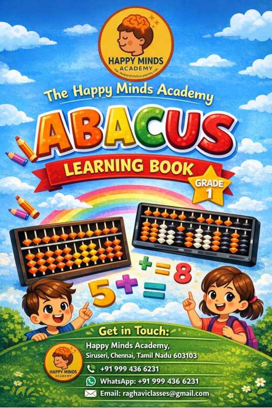 Abacus Training Book Cover designed by Mrs B Raghavi - Happy Minds Academy Chennai